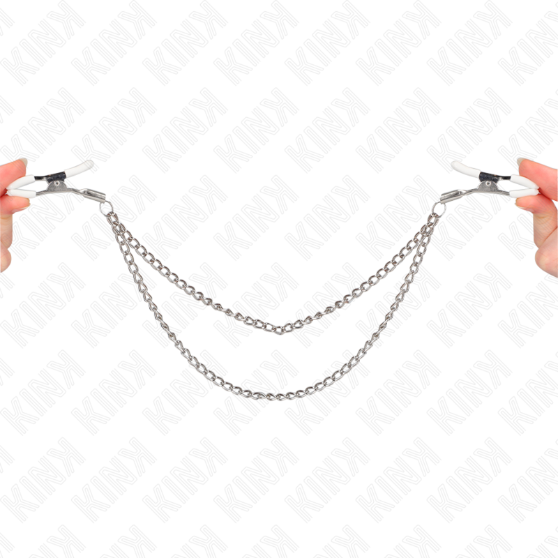 Kink - Nippelklemmen mit 2 Dünnen Ketten Silber 20/23 cm