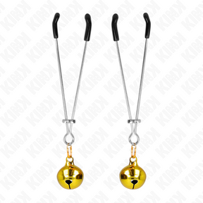 Nippelklemmen Pinzettenform mit Glöckchen Gold 7 cm