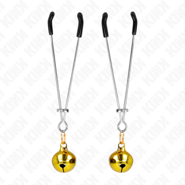 Nippelklemmen Pinzettenform mit Glöckchen Gold 7 cm