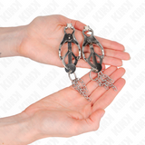 Kink - Japanische Kleeblatt-Nippelklammern mit Kleinen Ketten Silber