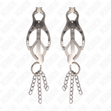 Kink - Japanische Kleeblatt-Nippelklammern mit Kleinen Ketten Silber
