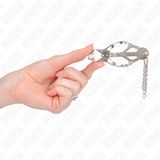 Kink - Japanische Kleeblatt-Nippelklammern mit Kleinen Ketten Silber