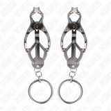 Kink - O-Ring Japanische Kleeblatt-Nippelklammern Silber