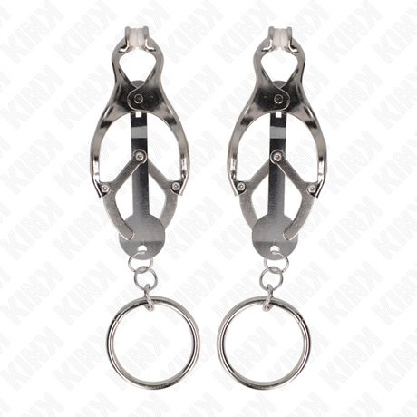 Kink - O-Ring Japanische Kleeblatt-Nippelklammern Silber