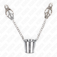 Nippelklemmen Kleeblattform mit Kette und Gewichtseimer Silber