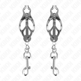Kink - Japanische Kleeblatt-Nippelklammern mit Haken Silber