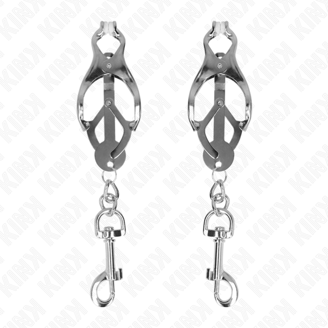 Kink - Japanische Kleeblatt-Nippelklammern mit Haken Silber