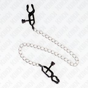 Nippelklemmen mit flacher Kette Silber Kurz 30 cm