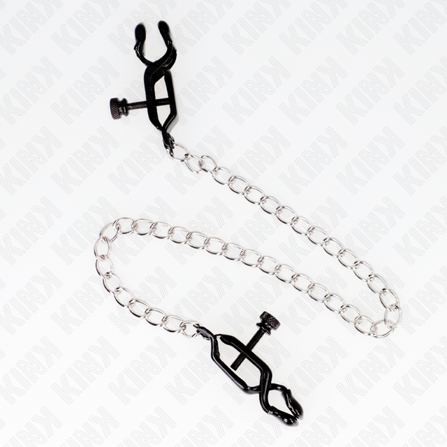 Nippelklemmen mit flacher Kette Silber Kurz 30 cm