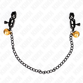 Kink - Flache Kette Nippelklemmen und Glocke Silber 30 cm