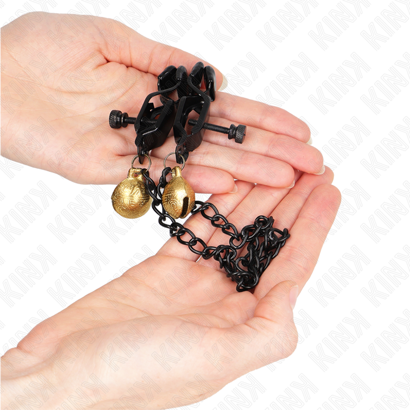 Kink - Flache Kette Nippelklemmen und Glocke Silber 30 cm