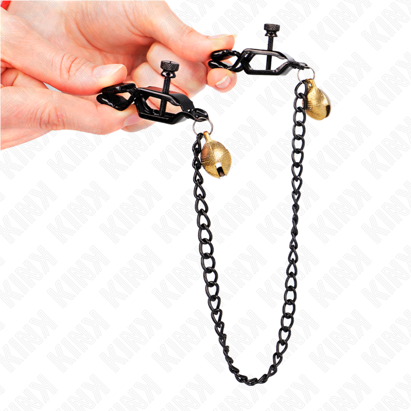 Kink - Flache Kette Nippelklemmen und Glocke Silber 30 cm