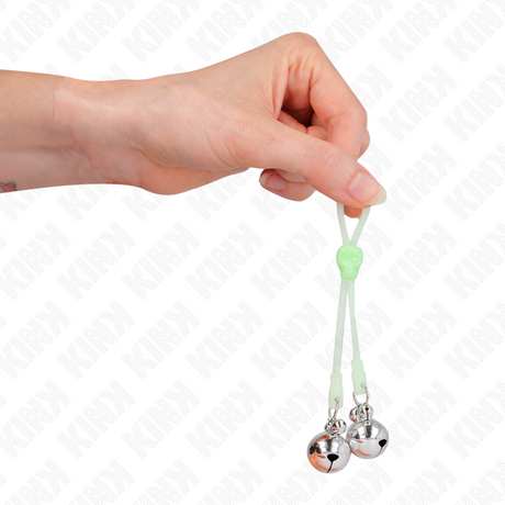 Kink - Leuchtende Totenkopf-Nippelklammern mit Ringglöckchen Verstellbar Grün/Silber