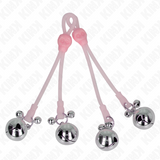 Kink - Leuchtende Totenkopf-Nippelklammern mit Ringglöckchen Verstellbar Rosa/Silber