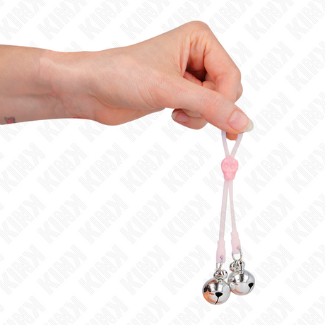 Kink - Leuchtende Totenkopf-Nippelklammern mit Ringglöckchen Verstellbar Rosa/Silber