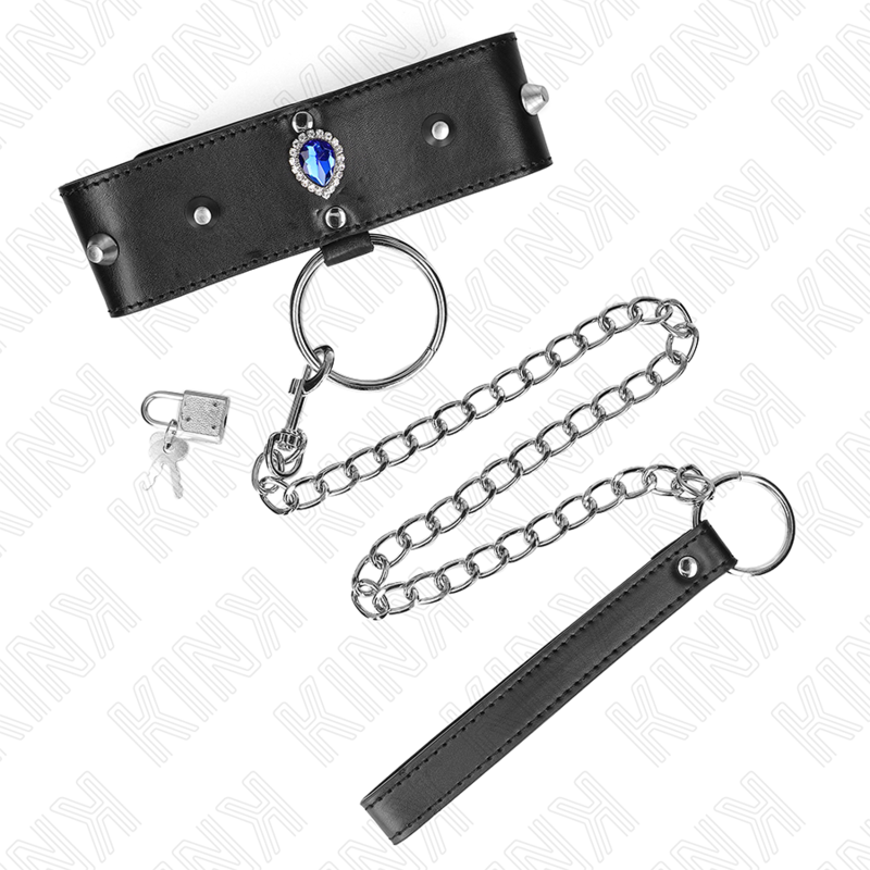 Kink - Halskette 65 cm mit Band mit Blauen Diamanten Verstellbar 36-43 cm x 5 cm