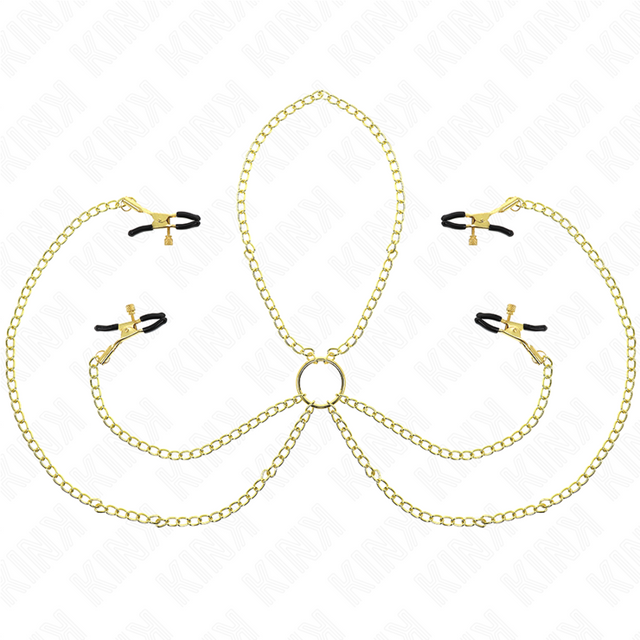 Kink - 4 Nippel- und Kitzlerklammern, Verstellbar, Gold