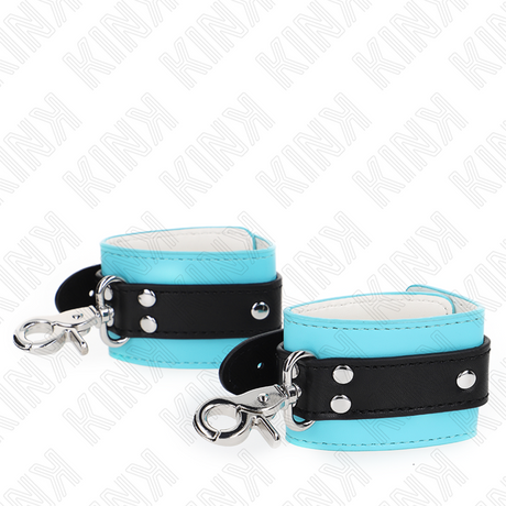 Kink - Premium Abschließbare Handgelenkfesseln Schwarz/Blau Verstellbar 21-28 cm x 5,5 cm