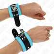 Kink - Premium Abschließbare Handgelenkfesseln Schwarz/Blau Verstellbar 21-28 cm x 5,5 cm