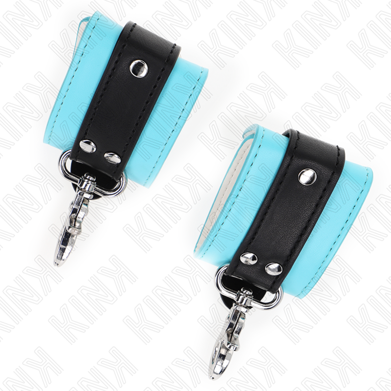 Kink - Premium Abschließbare Handgelenkfesseln Schwarz/Blau Verstellbar 21-28 cm x 5,5 cm