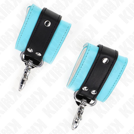 Kink - Premium Abschließbare Handgelenkfesseln Schwarz/Blau Verstellbar 21-28 cm x 5,5 cm