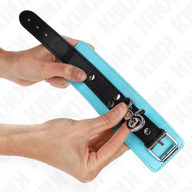 Kink - Premium Abschließbare Handgelenkfesseln Schwarz/Blau Verstellbar 21-28 cm x 5,5 cm