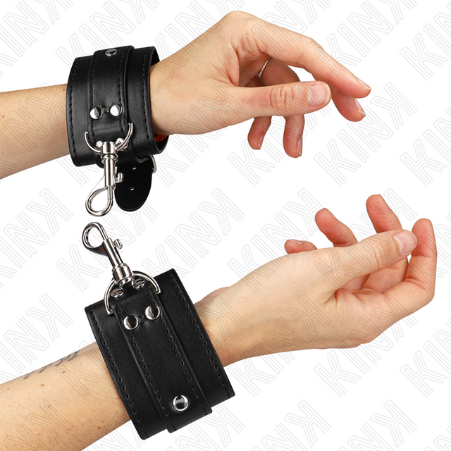 Kink - Abschließbare Dungeon Handgelenksfesseln Schwarz Verstellbar 21-28 cm x 5,5 cm