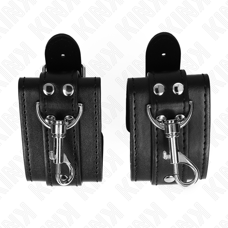 Kink - Abschließbare Dungeon Handgelenksfesseln Schwarz Verstellbar 21-28 cm x 5,5 cm