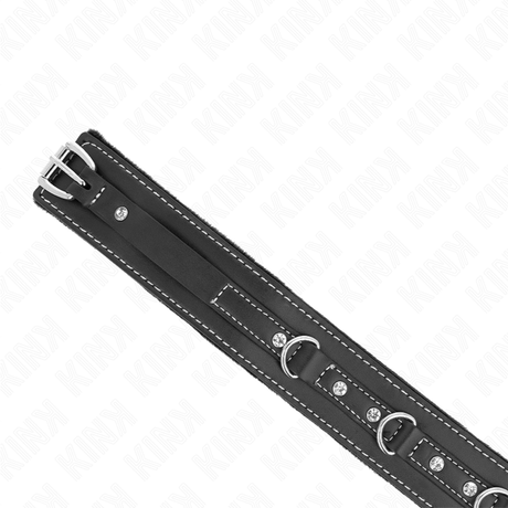 Kink - PVC Leder Halskette mit Gürtel 105 cm Strass Niete 41,5 x 4 cm
