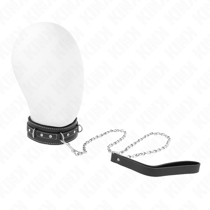 Kink - PVC Leder Halskette mit Gürtel 105 cm Strass Niete 41,5 x 4 cm