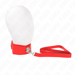 Kink - Halskette mit Leine 116 cm mit Silbernen Nieten Modell 4 Rot Verstellbar 40-48 cm x 6 cm