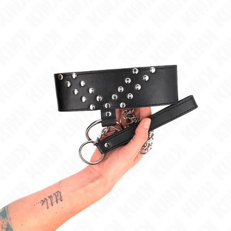 Kink - Halskette mit Gürtel 65 cm mit V-Niete Verstellbar 36-43 cm x 5 cm