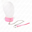 Fetisch-Toy KINK Halsband gefüttert mit Kettenleine Rosa 42 x 5,5 cm