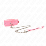 Kink - Halsband mit Leine 65 cm mit Einschränkungen Rosa 36-42 cm x 5,5 cm