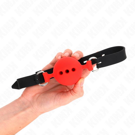 Kink - Vollsilikon-Klappen 55 x 2 cm mit 5 cm Kugel Grösse L Rot Verstellbar 35-51 cm