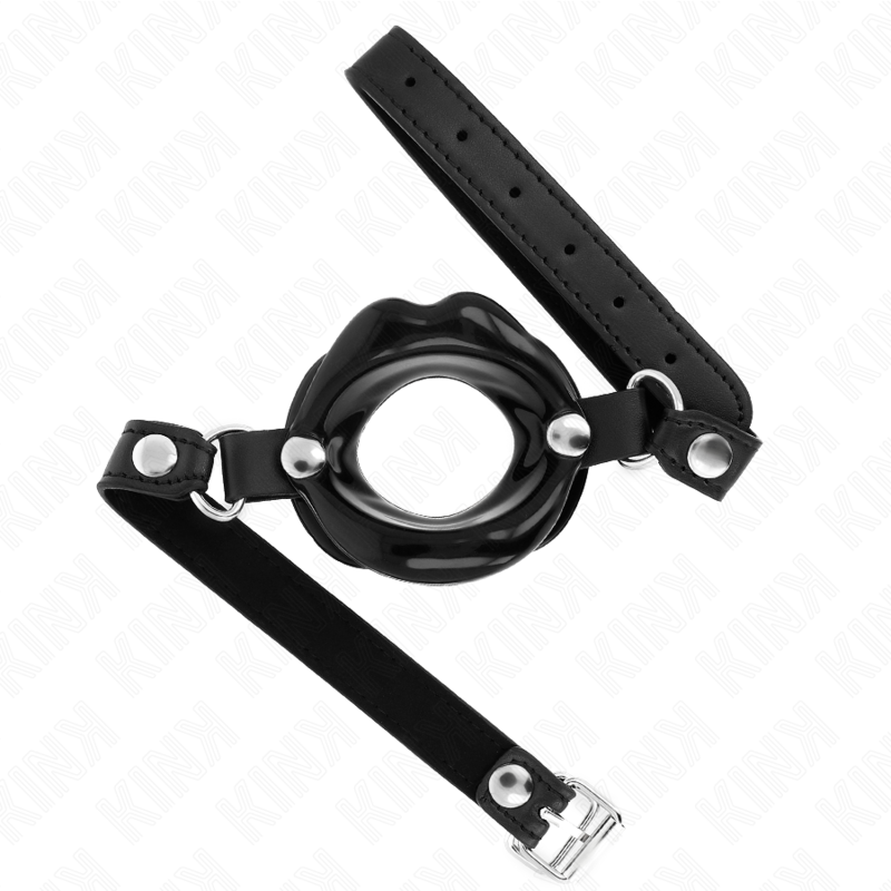 Kink - Lip 8 cm Knebel mit Schwarzem Kunstlederband 63 x 2 cm Verstellbar 39-58 cm