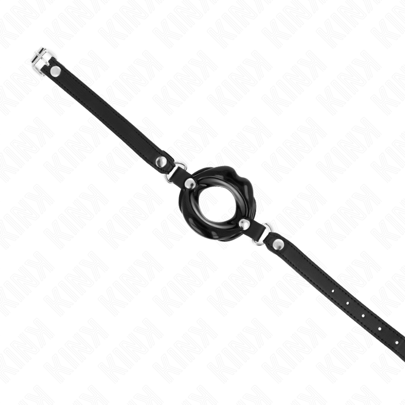 Kink - Lip 8 cm Knebel mit Schwarzem Kunstlederband 63 x 2 cm Verstellbar 39-58 cm