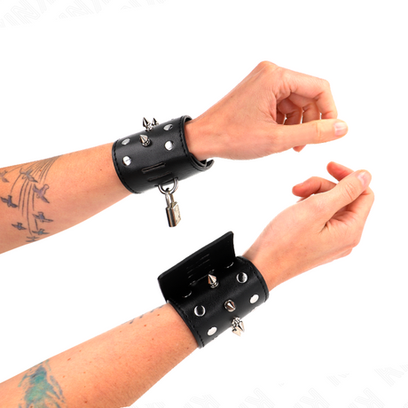 Kink - Punk Handgelenkfesseln mit Spikes 25 x 6 cm