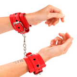 Kink - Rote Handgelenksfesseln mit Schwarzer Herzeinlage, Verstellbar 21-28 cm x 5,5 cm