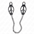 Kink - Japanische Kleeblatt-Nippelklammern mit Kette Schwarz 30 cm