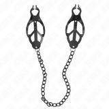Kink - Japanische Kleeblatt-Nippelklammern mit Kette Schwarz 30 cm