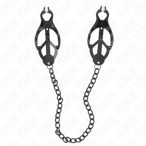 Kink - Japanische Kleeblatt-Nippelklammern mit Kette Schwarz 30 cm