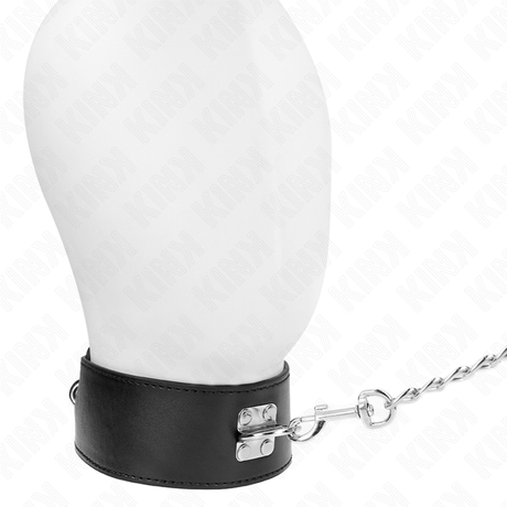Kink - Halskette mit Gürtel 65 cm mit Breitem Schwarzen Riemen Verstellbar 33,5-41 cm x 5 cm