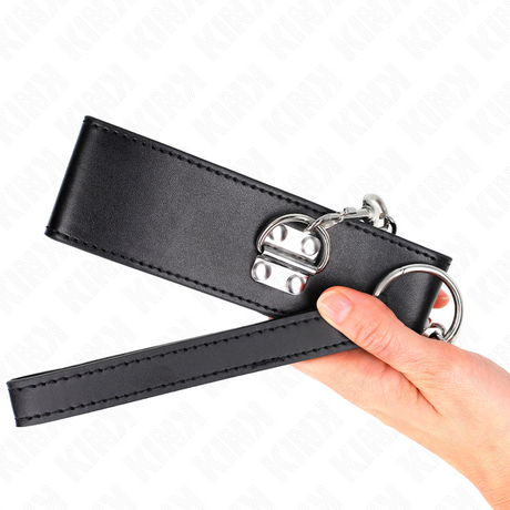 Kink - Halskette mit Gürtel 65 cm mit Breitem Schwarzen Riemen Verstellbar 33,5-41 cm x 5 cm