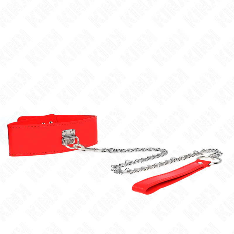 Kink - Halskette mit Gürtel 65 cm mit Breitem Roten Band Verstellbar 33,5-41 cm x 5 cm