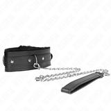 Kink - Halsband mit Leine 65 cm mit Einschränkungen Schwarz 36-42 cm x 5,5 cm