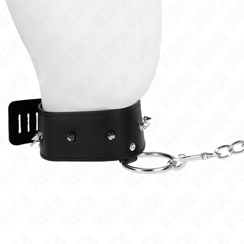 Kink - Halskette 65 cm mit Leine mit Silbernen Nieten Modell 2 Verstellbar 36-43 cm x 5 cm