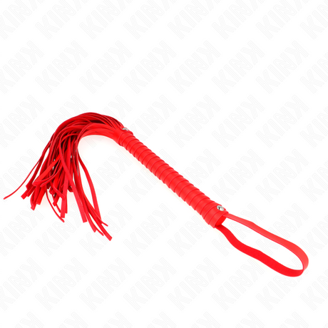Kink - Peitsche mit Rotem Strukturiertem Griff 48,5 cm