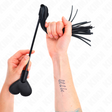 Fetisch-Toy KINK Peitsche mit Herzklatsche und Fransen Schwarz 35 cm