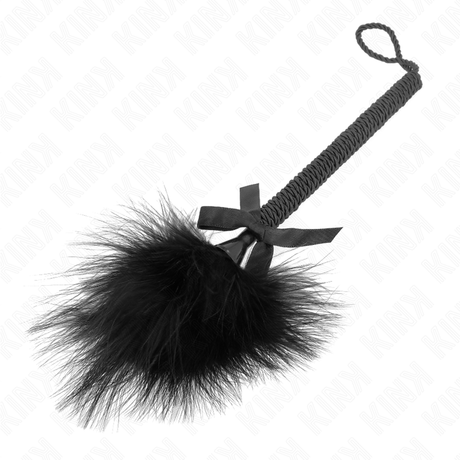 Kink - Nylonseilstab mit Kitzelfedern und Schwarzer Schleife 25 cm
